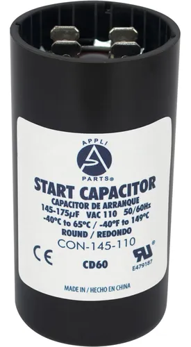 Capacitor de arranque de 145-175µF y 110V