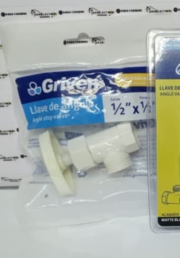 Llave de ángulo plástica Griven de 1/2" x 1/2"