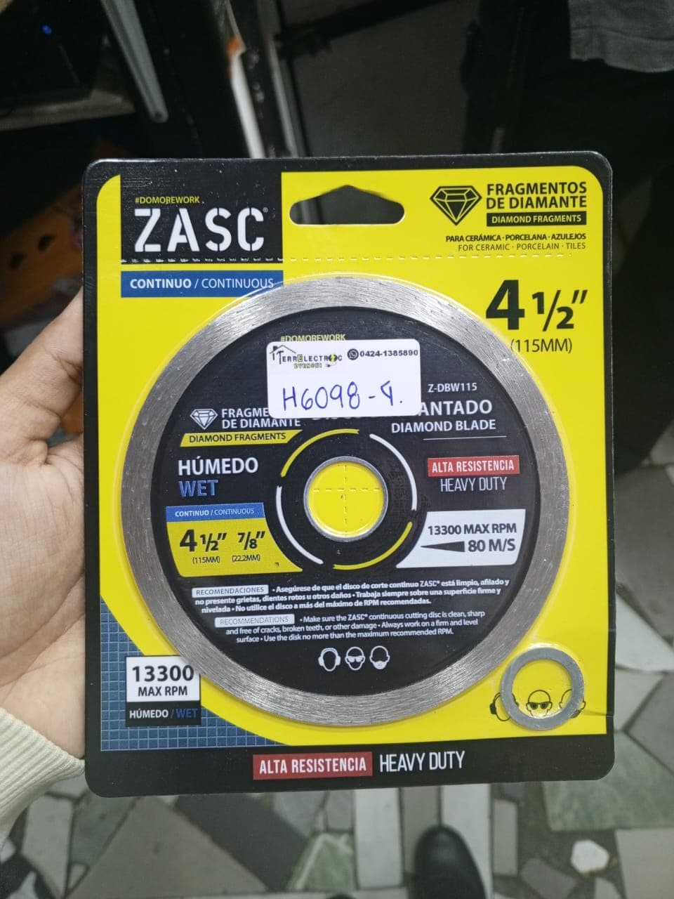 Disco de diamante ZASC de 4 1/2" (115mm) con borde continuo