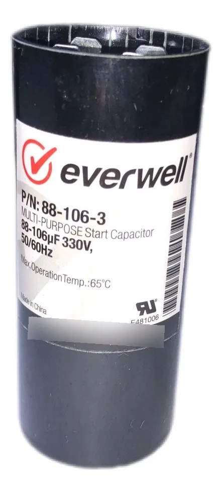 Capacitor de arranque multipropósito Everwell de 88-106µF y 330V