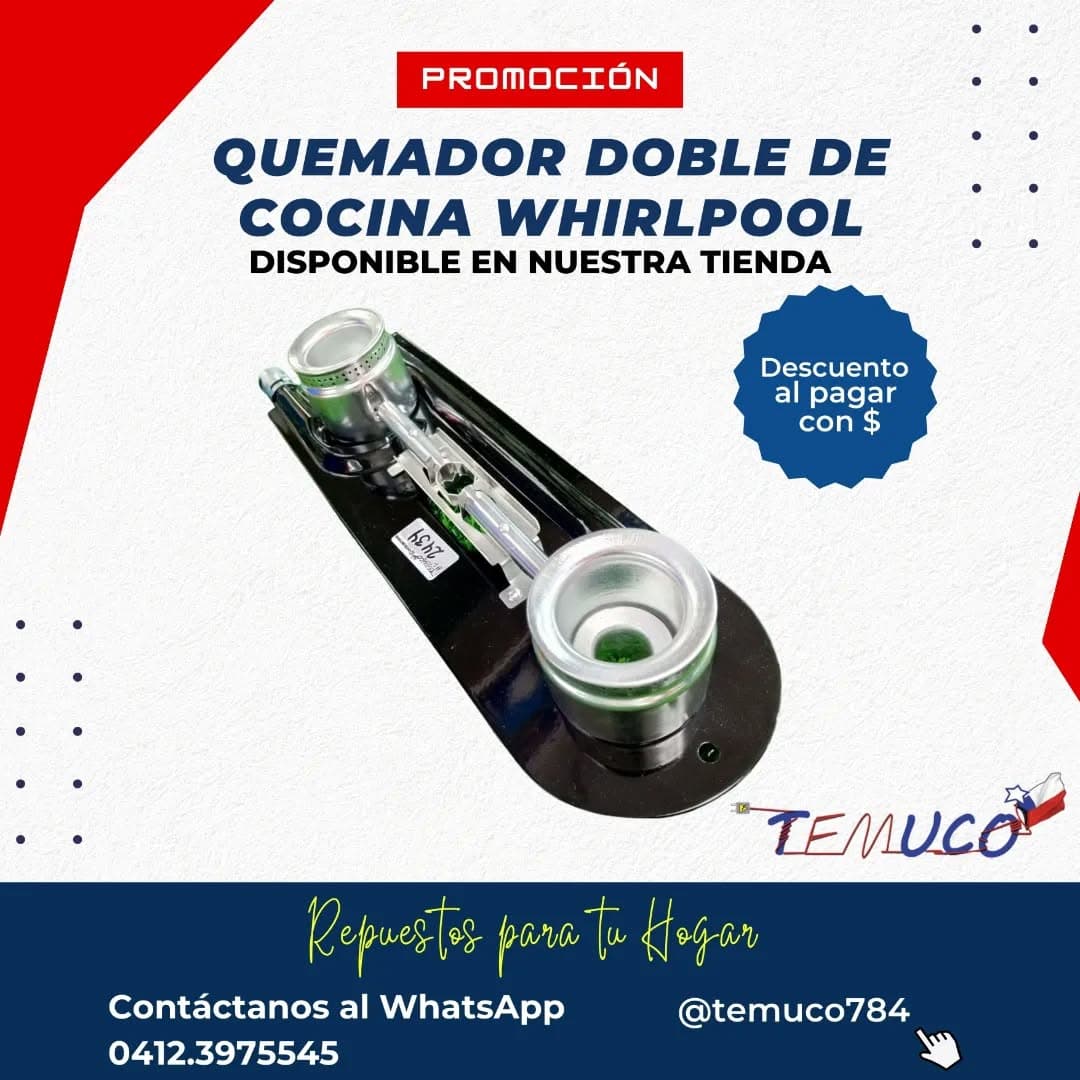 Quemador doble de repuesto para cocina Whirlpool