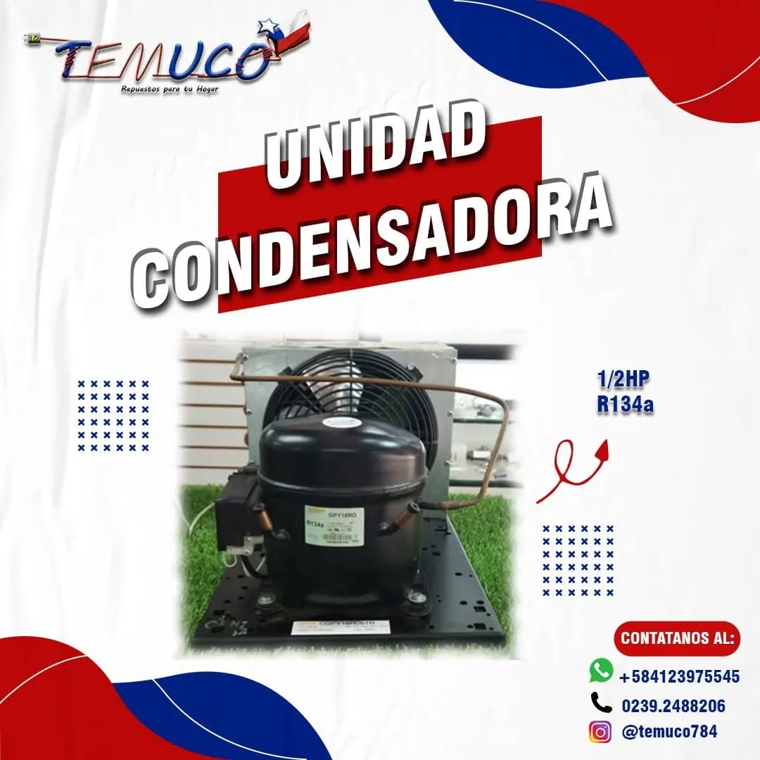 Unidad condensadora completa de 1/2 HP para refrigerante R134a