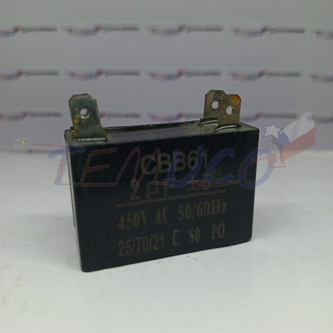 Capacitor de marcha CBB61 de 2 microfaradios (uF) y 450V