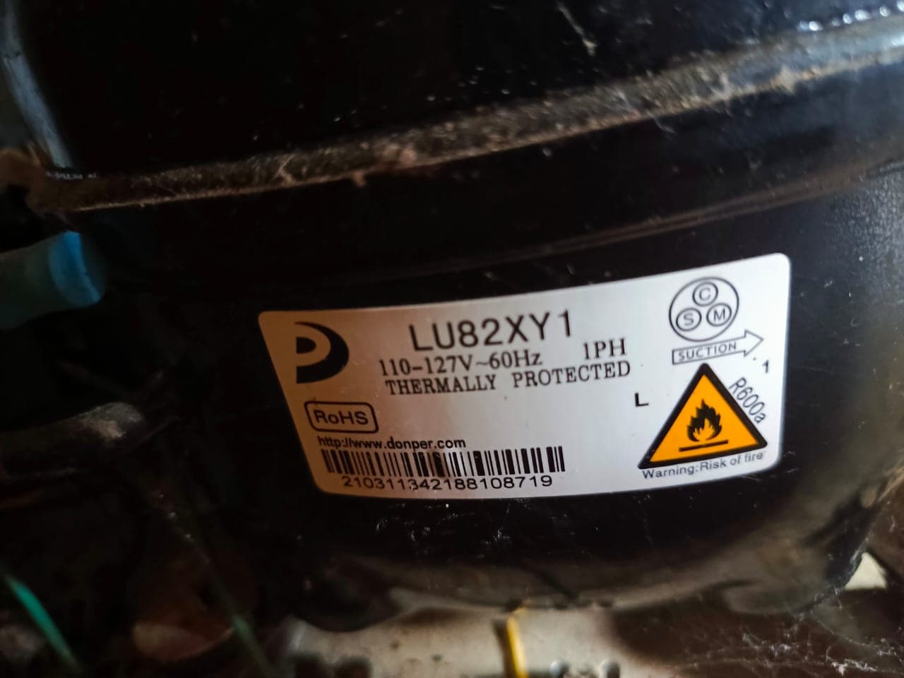 Compresor de refrigeración Donper modelo LU82XY1