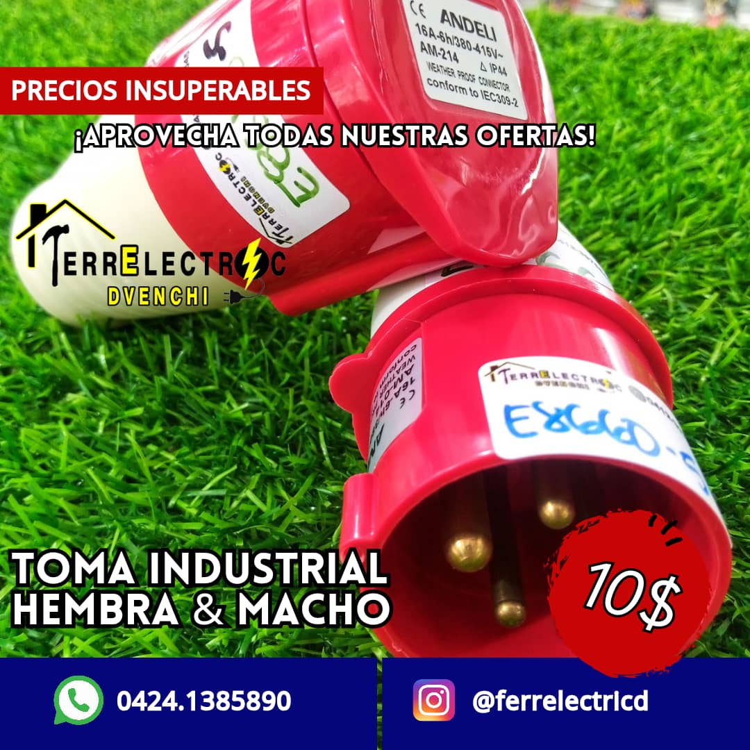 Juego de toma y enchufe industrial trifásico 16A / 380-415V (3P+T)