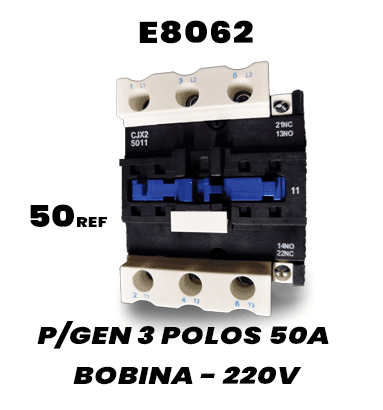 Contactor de potencia trifásico de 50A y 3 polos