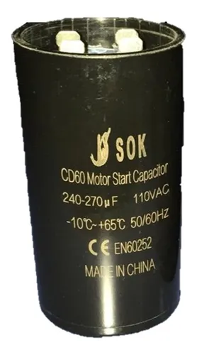 Capacitor de arranque de 240-270 µF y 110V AC.