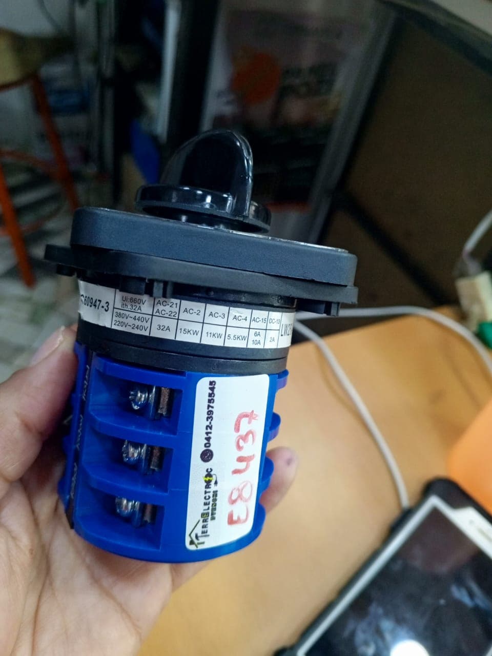 Interruptor rotativo industrial de 32A, 660V