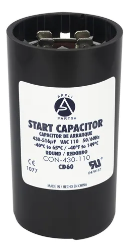 Capacitor de arranque de 430-516µF y 110V