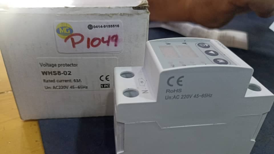 Protector de voltaje y corriente digital para riel DIN, 63A, modelo WHS8-02