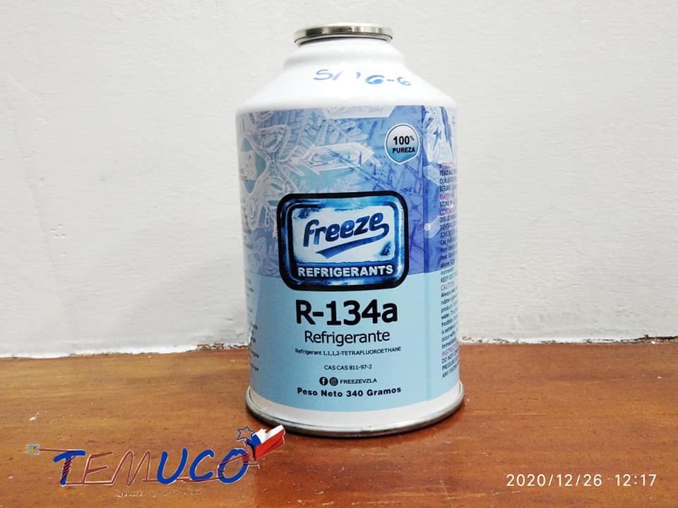 Gas refrigerante R-134a marca Freeze Refrigerants en lata