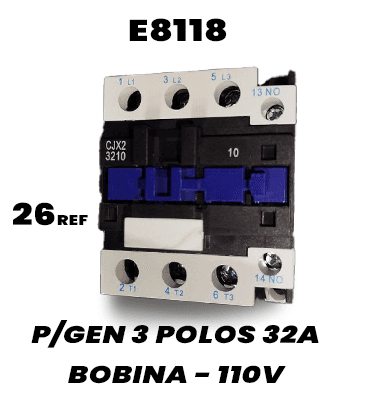 Contactor de potencia trifásico de 32A con bobina de control de 110V
