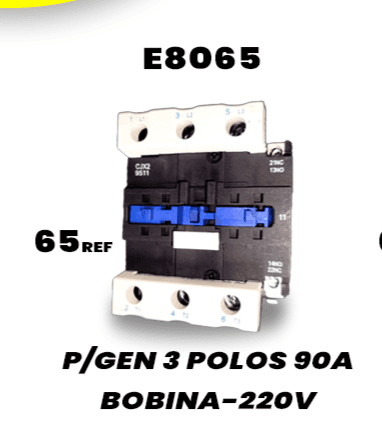 Contactor industrial tripolar de 90A con bobina de 220V.