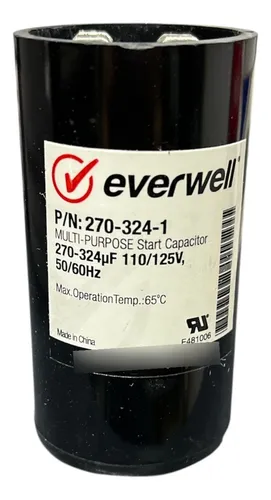 Capacitor de arranque Everwell de 270-324 µF y 110/125V
