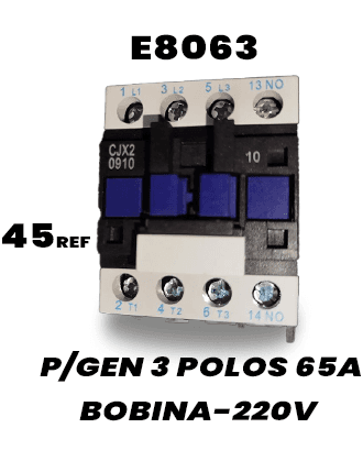 Contactor de potencia trifásico de 65A y 3 polos