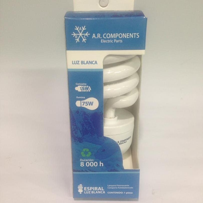 Bombillo ahorrador espiral de 15W A.R. Components