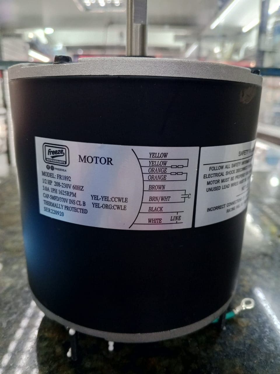Motor para ventilador de condensador de 1/2 HP
