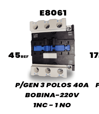 Contactor de potencia trifásico de 40A y 3 polos