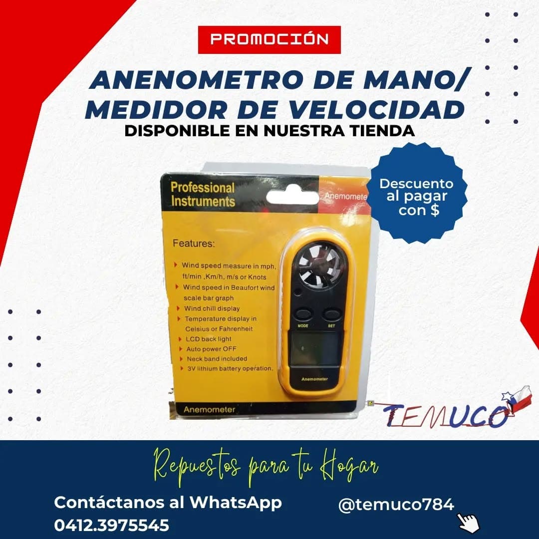 Anemómetro digital de mano multifunción