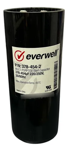 Capacitor de arranque Everwell, 378-454µF y 220/250V